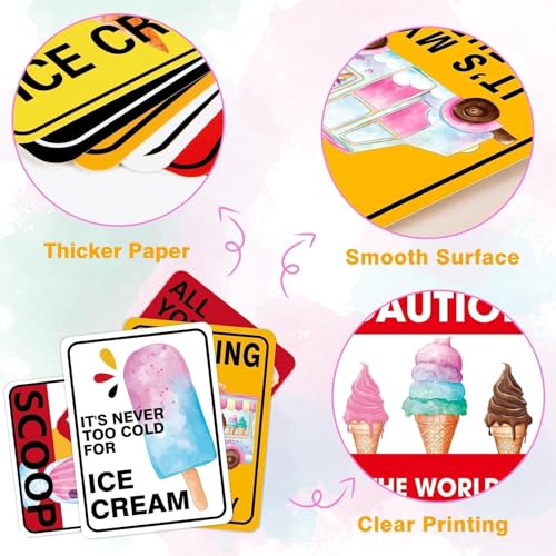 WERNNSAl Ice Cream Party Decorations - 9PCS Ice Cream Sign Birthday Party Decorations for Popsicle Theme Birthday Supplies Sign Decor for Wedding Graduation Summer Party Favor - style: Ice Cream 001