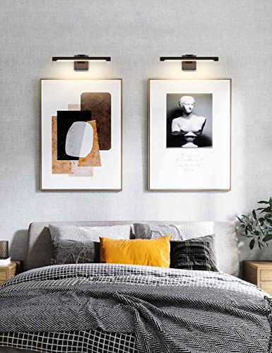 Joosenhouse LED Picture Light Fixtures 16.53" Inches Long Modern Black Wall Lamps with Rotatable Lighting Tube Picture Frame Lights for Paintings 7W(50W Eqv.) Hardwired Connection 3000K - color: Black, size: Non-Dimmable 16.53" Long