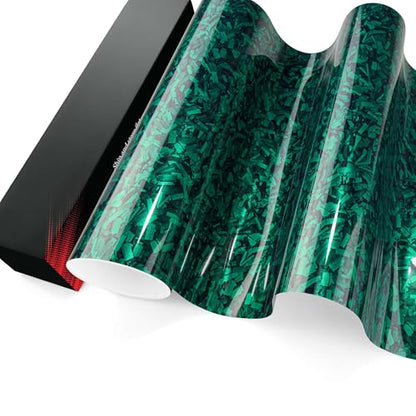 PET Marble Forged Carbon Fiber Textured Gloss Emerald Green Vinyl Wrap Auto Car Sticker Decal Film Sheet Bubble Free Air Release Technology 2pcs 10cmx20cm Sample - size: 2pcs 10cm x 20cm Sample