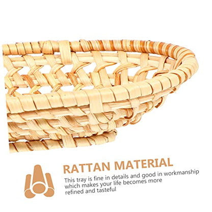 Rattan Woven Tray Decorative Food Serving Plate for Towels Storage Basket for Home Decor Photography Prop Versatile Rattan Decor Basket