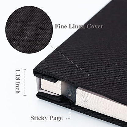 Vienrose Large Photo Album Self Adhesive for 4x6 8x10 Pictures Linen Scrapbook Album DIY 60 Blank Pages with A Metallic Pen - color: Black, size: 11"x10.6" 60Pages
