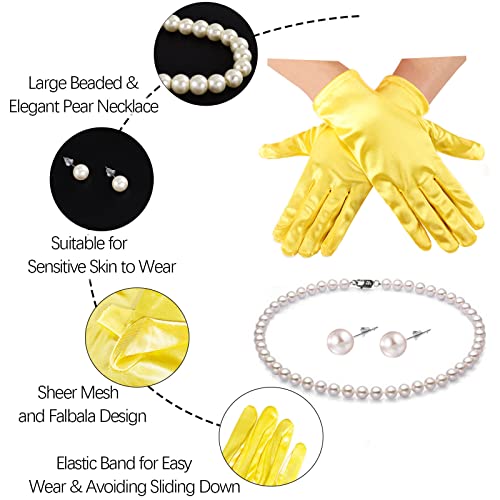 Fascinators Hats with Gloves Set for Women 20s 50s Cocktail Tea Party Wedding Costume Headwear - color: 02 Yellow