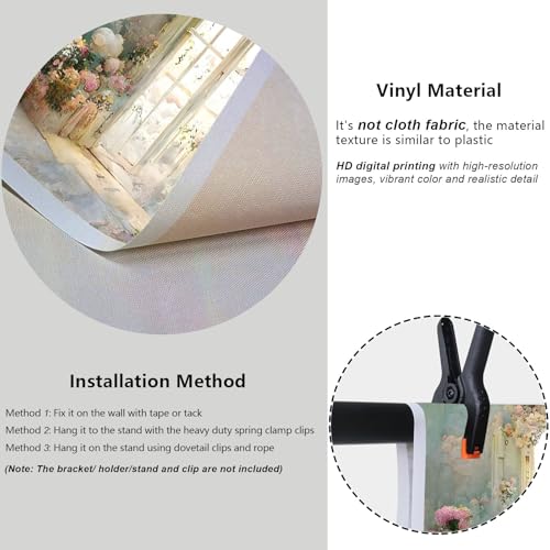 YongFoto European Style Oil Painting Backdrop 12x10ft Flowers Arched Door French Window Photography Background Birthday Bridal Shower Wedding Party Banner Home Decor Photoshoot Photo Studio Props - size: 12ftx10ft