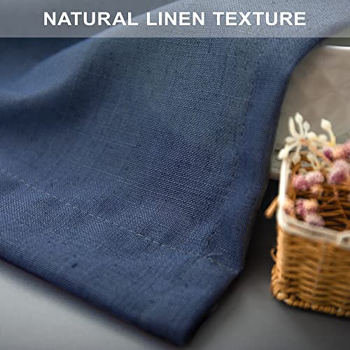 Sheer Linen Valance for Windows - 18 Inch Rod Pocket - Country Farmhouse Nautical Semi Privacy Curtain for Boys Bedroom, Kids, Small Window, Bathroom - Navy Blue - color: Navy