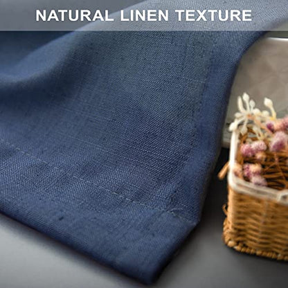 Sheer Linen Valance for Windows - 18 Inch Rod Pocket - Country Farmhouse Nautical Semi Privacy Curtain for Boys Bedroom, Kids, Small Window, Bathroom - Navy Blue - color: Navy