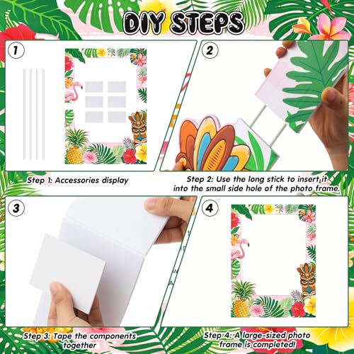 Beeveer 32 x 24 Inch Large Summer Luau Photo Booth Frame Hawaiian Friends Selfie Picture Props for Tropical Tiki Birthday Baby Shower Bridal Shower Wedding Decorations - style: Hawaii Style