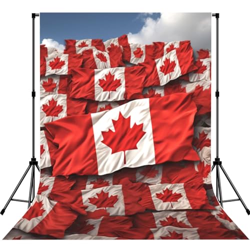 Canadian Flag Backdrop Background for Photography 5x7ft Photobooth Professional Photo Backdrop Curtains Video Photography Studio Photo Backgrounds Banner Booth Background Screen Parties - color: Canadian Flag