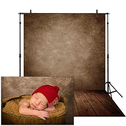 Allenjoy 5x7ft Soft Fabric Brown Wall with Wooden Floor Photography Backdrop Newborn Baby Photoshoot Abstract Portraits Photo Photographer Background Props - size: 5'x7'