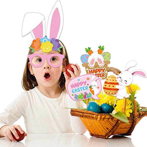 25 PCS Easter Photo Booth Props,25 Pcs Happy Easter Photo Props for Photoshoot, Egg Bunny Selfie Photobooth Props, Spring Photography for Easter Party Decorations, Little DIY