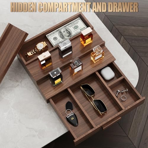 Solid Walnut Cologne Organizer for Men,Cologne Stand,3 Tier Wooden Cologne Holder Shelf Display,Perfume Stand Organizer with Drawer Storage,Gift for Men Dad Husband,Mens Valentines Day Gifts - color: Walnut 3 Tier