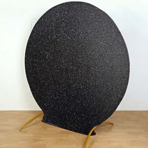 Efavormart Shiny Black 7.5ft Metallic Spandex Round Arch Cover, Double Sided Fitted Backdrop Sleeve for Gatsby Theme, Gala & Photo Booth - color: Black, size: Round
