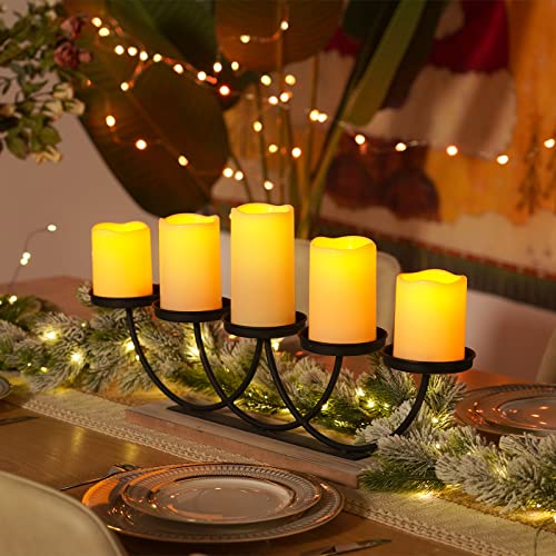 Homemory Waterproof Flameless Candles, Outdoor Indoor Battery Operated LED Pillar Candles with Remote Control and Timer, Plastic, Long Lasting, D3 x H4 4" 5" 5" 6", Set of 5 - size: Set of 5