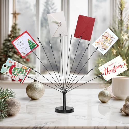 Photo Tree Holder with Metal Base,12 Clips Flexible & Durable Branches Money Trees Gift Card Holder with Clips,Picture Trees to Hold Photos for Christmas Wedding Greeting Birthday Party Gift - color: Black