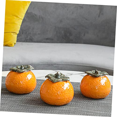 ABOOFAN 1Pc Ceramic Orange Jar Style Fruit Ornament for Home Decor Photography Props Airtight Tea Storage Container Simulation Design Present