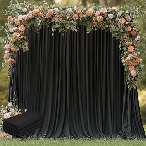 Wokceer Black Backdrop Curtain for Wedding Parties 3 Pack 10x10FT Wedding Curtains Photo Backdrop Drapes Polyester for Photoshoot Baby Shower Birthday Party Curtains Background 6 Panels 5x10FT - color: Black, size: (3 Pack)10FTx10FT