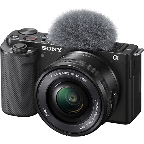 Sony ZV-E10 Mirrorless Camera with 16-50mm Lens (Black) (ILCZV-E10L/B) + Sony 18-105mm Lens + 64GB Memory Card + Color Filter Kit + Filter Kit + Photo Software + Bag + More (Renewed)