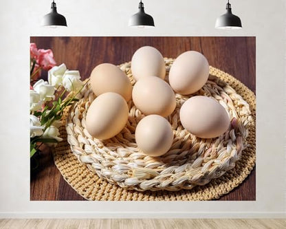 Trykid 10x10ft Natural Brown Egg Backdrop Fresh Farm Egg Still Life Photography Background Food Themed Party Decoration Tapestry Photo Booth Prop Fabric - size: 10x10ft