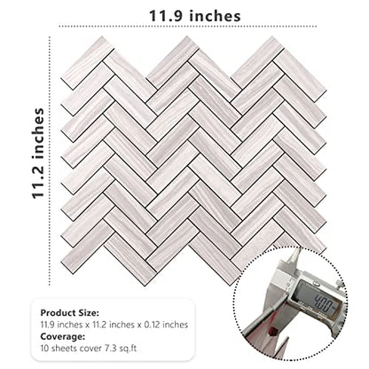 STICKGOO 10-Sheet Peel and Stick Backsplash, PVC Backsplash Tile, Herringbone Self Adhesive Wall Tile for Kitchen Bathroom, Laundry Room, Fireplace - color: Grey Serpeggiante