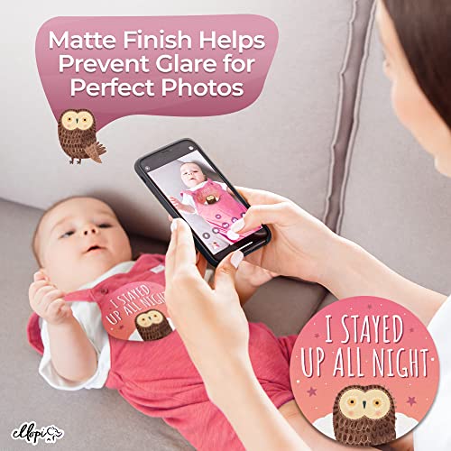 Hilarious Baby Girl Milestone Photo Prop 4 in Stickers. Cute Pink and Purple 30 Pack- 12 Months, 4 Good and 12 Funny Moments Plus 1 Blank Decal for Infant or Newborn Pictures. New Mom Baby Sticker Set