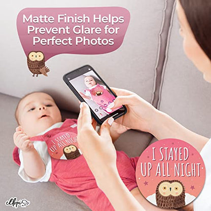 Hilarious Baby Girl Milestone Photo Prop 4 in Stickers. Cute Pink and Purple 30 Pack- 12 Months, 4 Good and 12 Funny Moments Plus 1 Blank Decal for Infant or Newborn Pictures. New Mom Baby Sticker Set