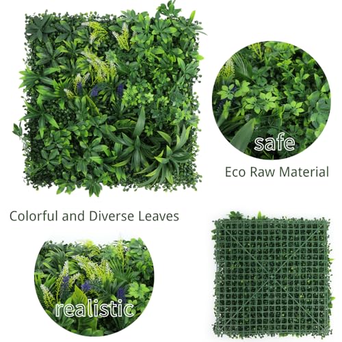 Artificial Grass Wall Panels, 12pcs 20"x20" Greenery Backdrop Mats for Privacy Screening Fence, Outdoor Plant Leaves Garden Decor, Indoor Green Wall