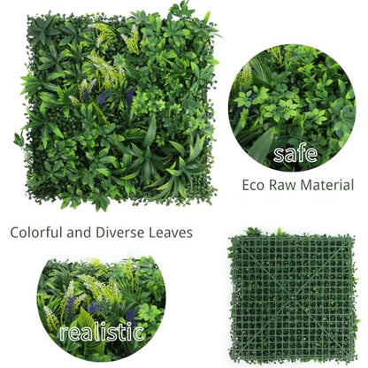 Artificial Grass Wall Panels, 12pcs 20"x20" Greenery Backdrop Mats for Privacy Screening Fence, Outdoor Plant Leaves Garden Decor, Indoor Green Wall