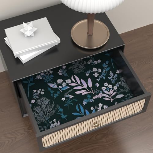 Laatse Vintage Blue Wallpaper Peel and Stick Dark Pink Floral Wallpaper 17.5'' x 118'' Dark Blue Leaf Contact Paper Vinyl Waterproof Self Adhesive Boho Botanical Wall Paper for Bedroom Cabinet Décor - color: Blue Pink, size: 118" x 17.5"