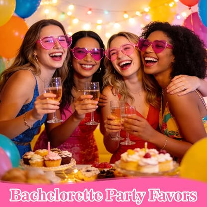 RAINFLOW 10PCS Heart Shaped Sunglasses Bulk Party Glasses - 2 Styles of Pink Heart Glasses for Adults Party Gift Favors