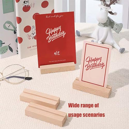 6 Pcs Wood Place Card Holders, Wooden Table Number Stands, Wooden Picture Holders Stands for Acrylic Signs, Wedding/Ceremony/Home/Party/Decoration Holders
