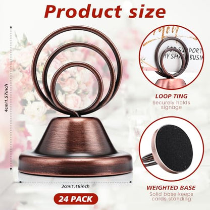 Fulmoon 24 Pcs Mini Table Number Holders Place Card Holders 1.5 Inch Steel Table Sign Stands for Wedding Graduation Reception Restaurant Home Photo Picture Office Memo (Red Bronze) - color: Red Bronze