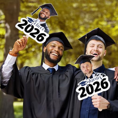 Graduation Custom Cutout Big Head on a Stick for 2026, 6 to 24", Fun Face Cardboard Cutouts, Personalized Fat Heads, Senior Night Photo Prop, Birthday, Party Décor, 1 PC, Black - color: 2026 Black