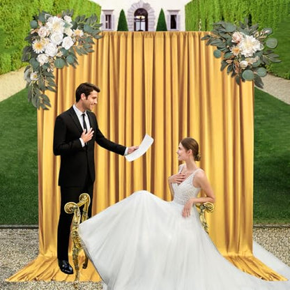 10ft x 10ft Khaki Backdrop Curtains for Parties, Fabric Satin Background Curtain with Rod Pockets for Weddings, Birthday, Baby Shower, Photography, Graduation Party Backdrop Drapes, 2 Panels - color: Khaki
