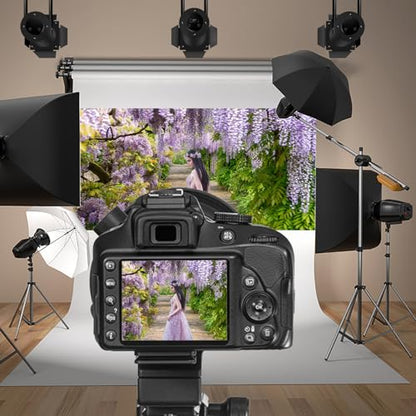 20x10ft Background for Purple Cirrus Pathway Photography Backdrop Purple Wisteria Violet Vine Wedding Ceremony Anniversary Honeymoon Birthday Children Adults Photo Studio Vinyl Props - size: 20x10ft