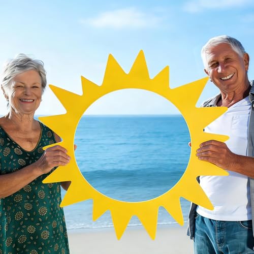Large Sun Photo Booth Props Party Photobooth Frame Sunshine Selfie Props Decor Kit Creative Friends Picture Backdrop Accessories for Summer Pool Beach Holiday Birthday Baby Shower Parties Supplies