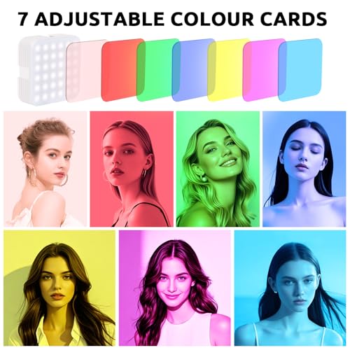 ELZO Selfie Light Rechargeable with Clip, 97 LED Portable Phone Lights with Adjustable 10 Color Modes, Up to 6500K CRI 97+, 3 Light Modes for iPhone, IPad, Laptop, TikTok, Makeup, Live Stream, Vlog