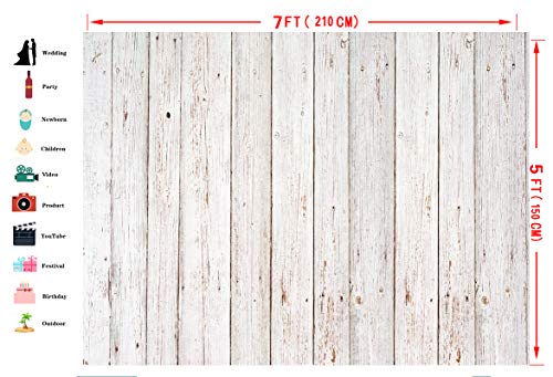 7x5FT Vintage Wood Backdrop Retro Rustic White and Gray Wooden Floor Background for Photography Kids Adult Photo Booth Video Shoot Vinyl Studio Props
