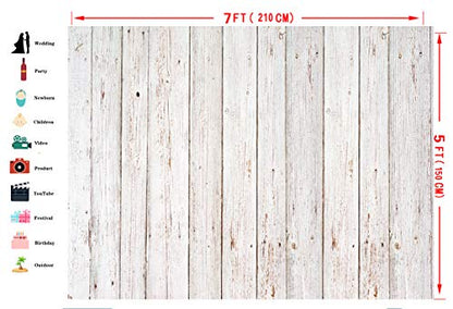 7x5FT Vintage Wood Backdrop Retro Rustic White and Gray Wooden Floor Background for Photography Kids Adult Photo Booth Video Shoot Vinyl Studio Props