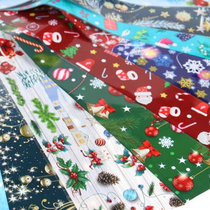 Christmas Nail Foil Transfer Stickers 10 Sheets Xmas Nail Art Stickers Decals Winter Santa Claus Snowflake Bells Nail Decals Supplies for Women Christmas Manicure Nail Film Decorations - style: Christmas