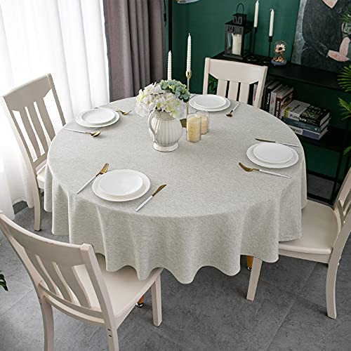 Qidordour Round Tablecloth, 70 inch Diameter, Faux Linen Table Cloth, Water Resistant Spill-Proof Wipeable Polyester Dining Table Cover for Kitchen Restaurant Buffet Tabletop Decoration, Silver Grey - color: Silver Grey, size: 70" (Round)