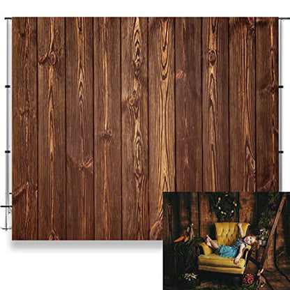 Wood Backdrops for Photography 10x8ft Brown Rustic Old Wooden Board for Birthday Party Wedding Baby Shower Photo Background Dark Brown Wood Plank Wall Backdrop Gender Reveal Decorations Studio Props