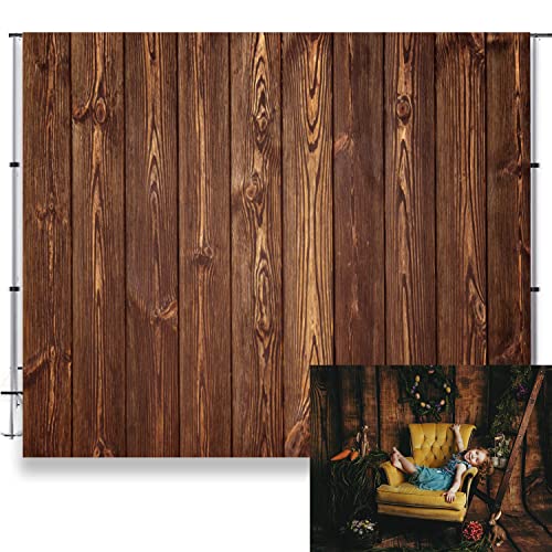 Wood Backdrops for Photography 10x8ft Brown Rustic Old Wooden Board for Birthday Party Wedding Baby Shower Photo Background Dark Brown Wood Plank Wall Backdrop Gender Reveal Decorations Studio Props
