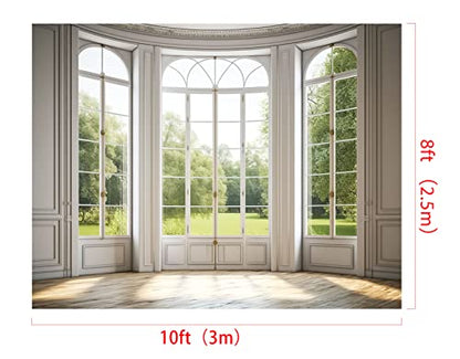 Kate 10x8ft Spring Panel Windows Scenery Backdrop for Photography Indoor White Panel Windows Background Photo Studio Props - size: 10x8ft