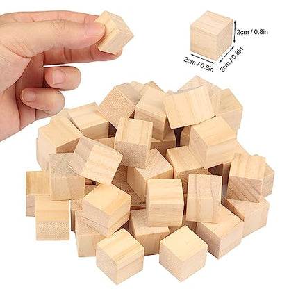 GNIEMCKIN 600 Packs Wooden Blocks for Crafts, 0.8 Inch Pine Wood Cubes, Wooden Cubes for Paint, Stamp, Decorate, DIY Projects and Personalized Gifts - size: 600 Packs 0.8 Inch