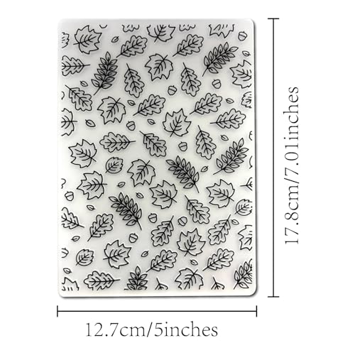 Arbuya Fall Leaves Plastic Embossing Folders Template - Maple Leaf Texture Plate Embossers for Card Making DIY Scrapbooking Paper Crafting Handmade Crafts Arts Supplies, 5"x7" - color: Leaves