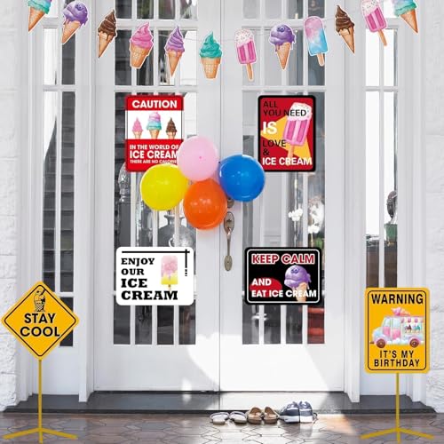 WERNNSAl Ice Cream Party Decorations - 9PCS Ice Cream Sign Birthday Party Decorations for Popsicle Theme Birthday Supplies Sign Decor for Wedding Graduation Summer Party Favor - style: Ice Cream 001