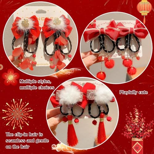 New Year Hair Clips Headdress Costume Photo Props Red Chinoiserie Hair Barrettes Chinese Hairpins for Party Spring Festival - color: style2, size: 1 Count (Pack of 1)