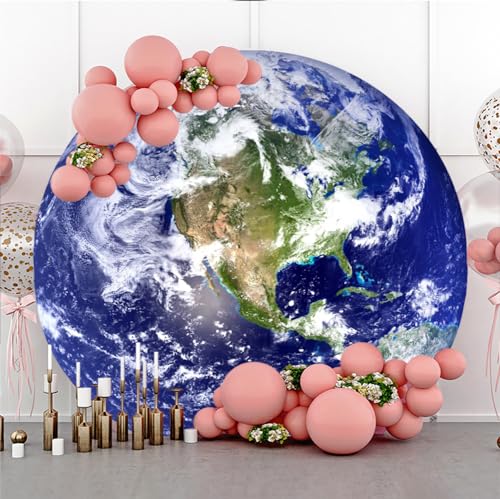 Diameter 3ft Galaxy Stars Earth Round Backdrop Cover Universe Outer Space Photography Background Planet Themed Backgrounds for Kids Birthday Party Decor Adults Portrait Photo Booth Props - color: Earth, size: 3x3ft-polyester