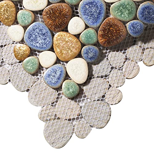 Parrotile Matte Pebble Tiles for Shower Floor Mosaic Tile for Bathroom Wall Backsplash Floor Non Slip [5 Sheets]