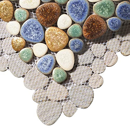 Parrotile Matte Pebble Tiles for Shower Floor Mosaic Tile for Bathroom Wall Backsplash Floor Non Slip [5 Sheets]