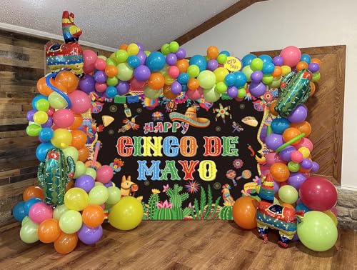 Cinco De Mayo Banner Backdrop 7x5FT Mexican Fiesta Photography Background Mexican Theme Party Decorations Supplies Photo Props - size: 7x5FT：84'x60'